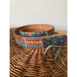 Vintage Fossil Y2K Leather Patchwork Multicolor Belt Women’s Size Medium